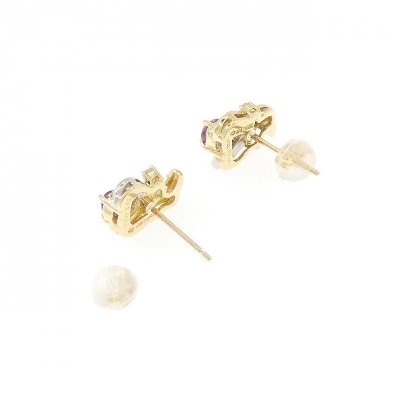 K18YG/PT850 ルビー ピアス 0.46CT