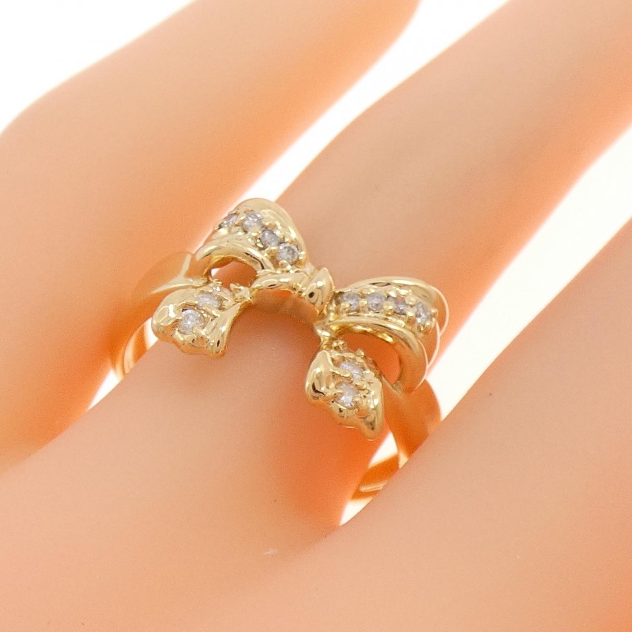 K18YG リボン ダイヤモンド リング 0.17CT