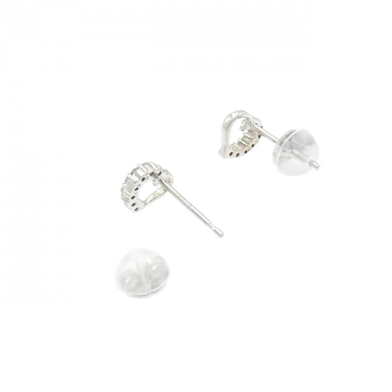 K18WG ハート ダイヤモンド ピアス 0.10CT
