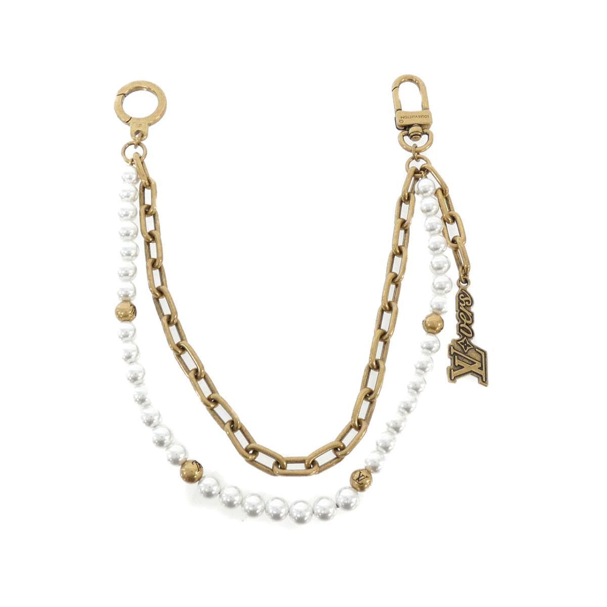 [Unused items] LOUIS VUITTON Bag Charm Chain Belt Pearl M01689 Bag Charm