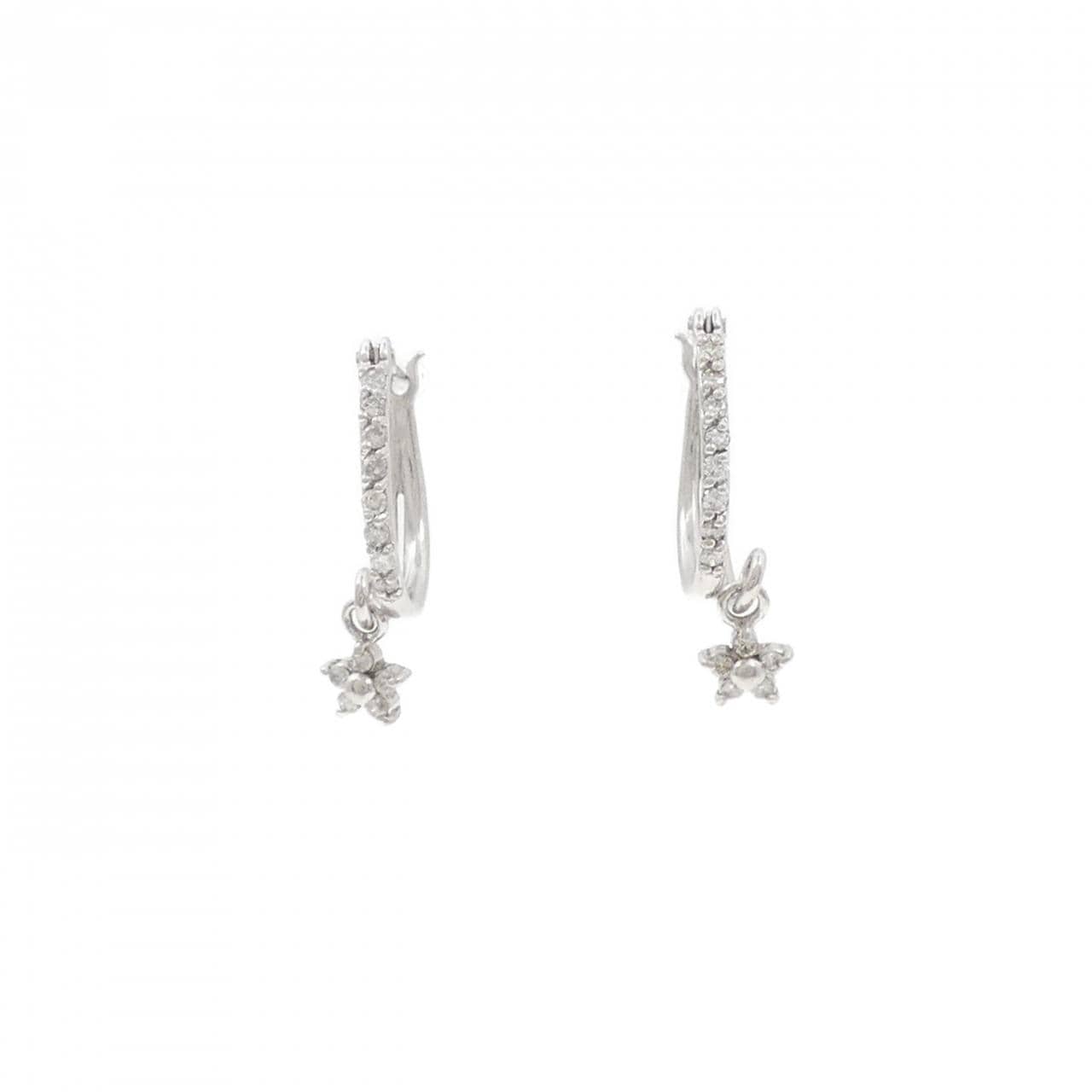 K18WG スター ダイヤモンド ピアス 0.16CT