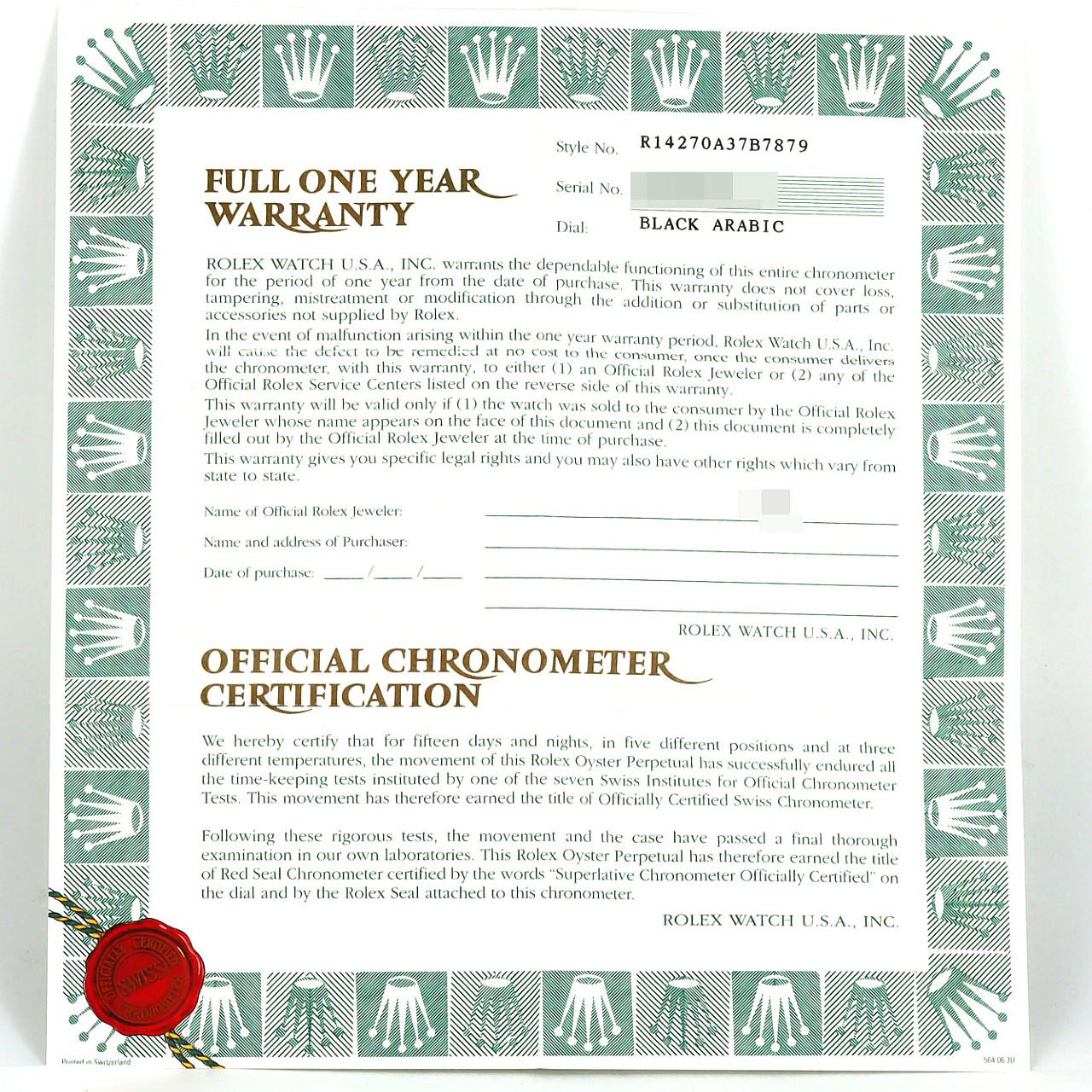 ロレックス エクスプローラーI 14270 SS 自動巻 A番