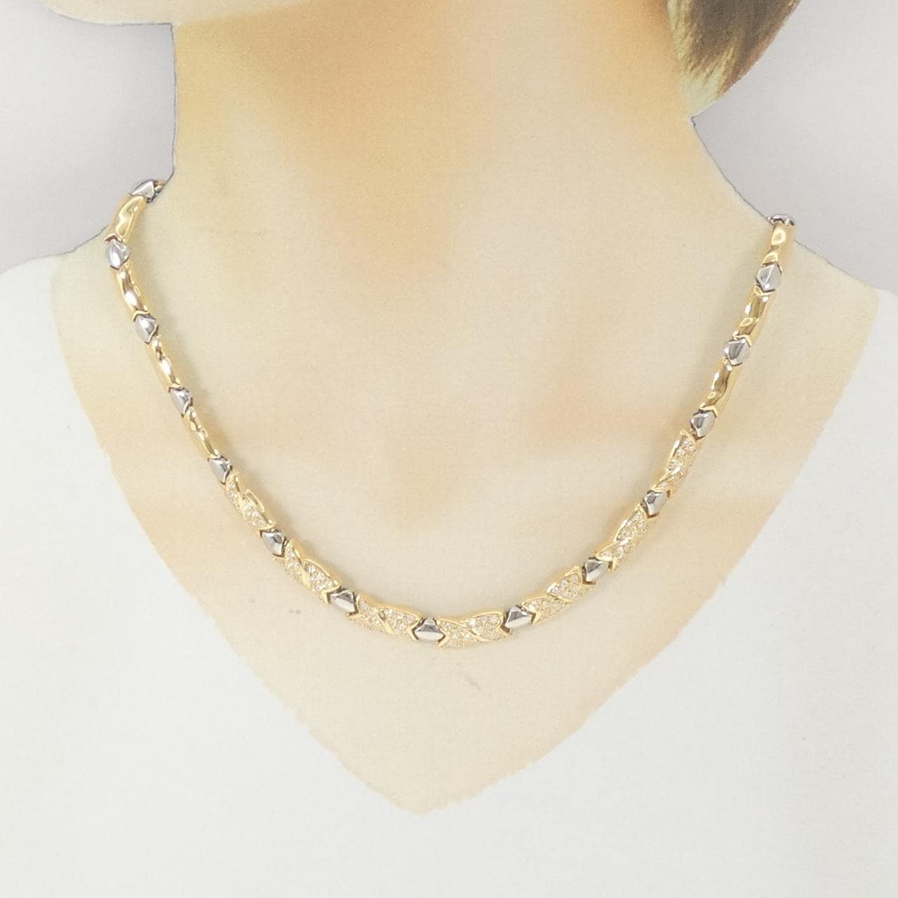 K18YG/PT850 ダイヤモンド ネックレス 1.05CT