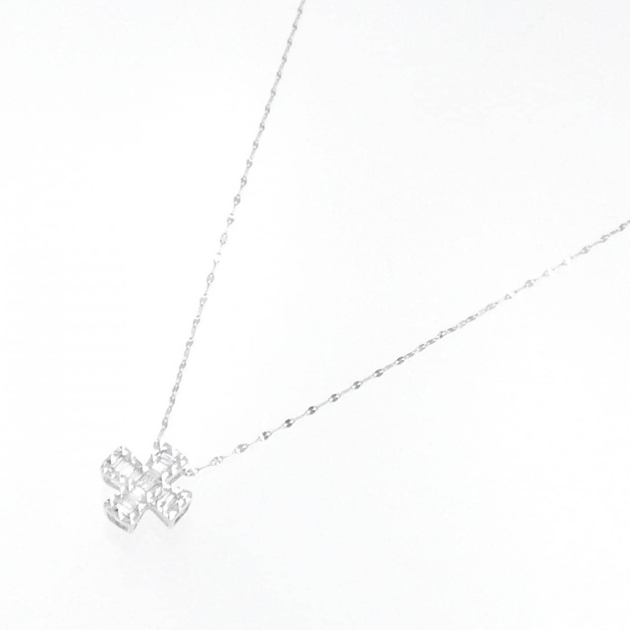 K18WG クロス ダイヤモンド ネックレス 0.20CT