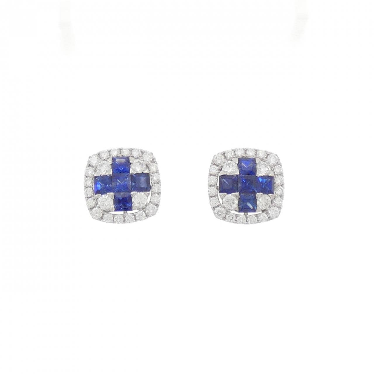 K18WG/750WG クロス サファイヤ ピアス 1.94CT