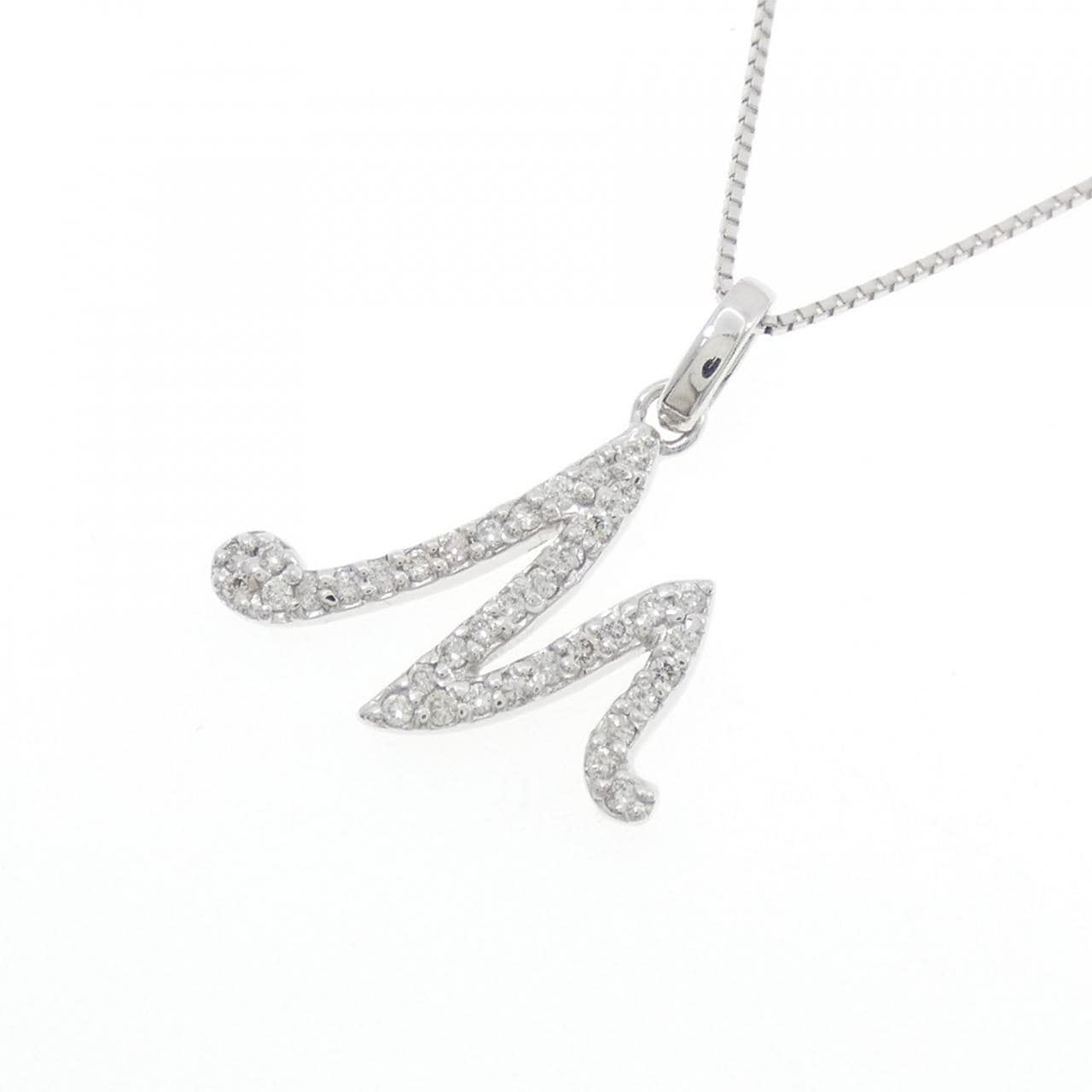 K18WG イニシャルM ダイヤモンド ネックレス