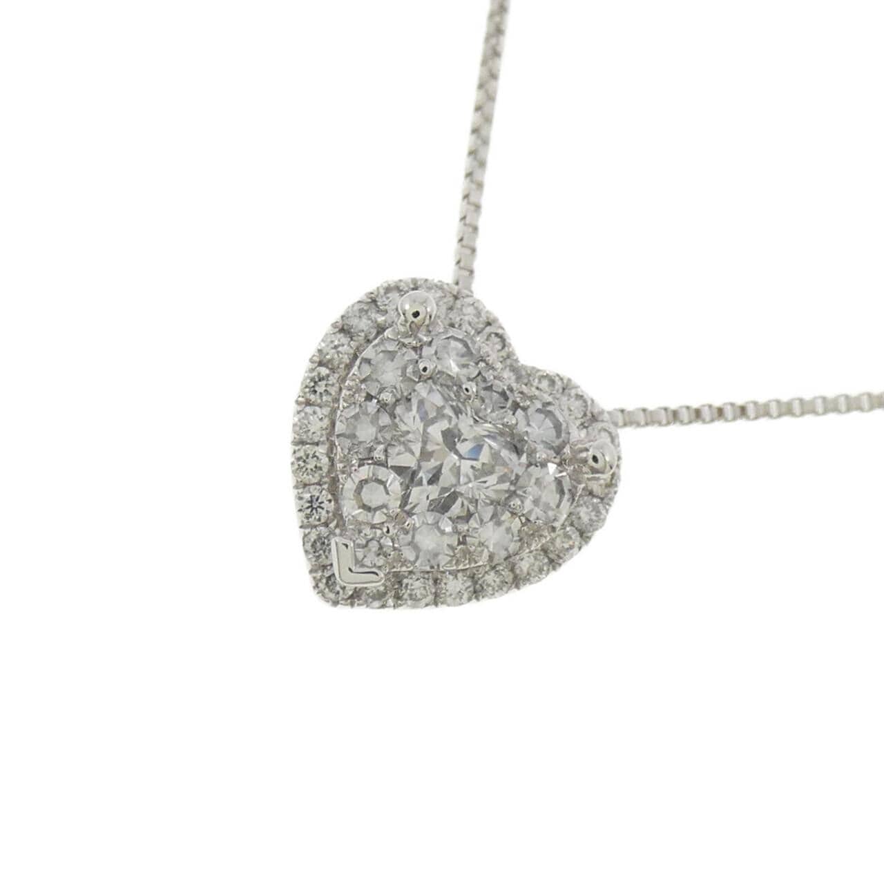 K18WG ハート ダイヤモンド ネックレス 0.36CT