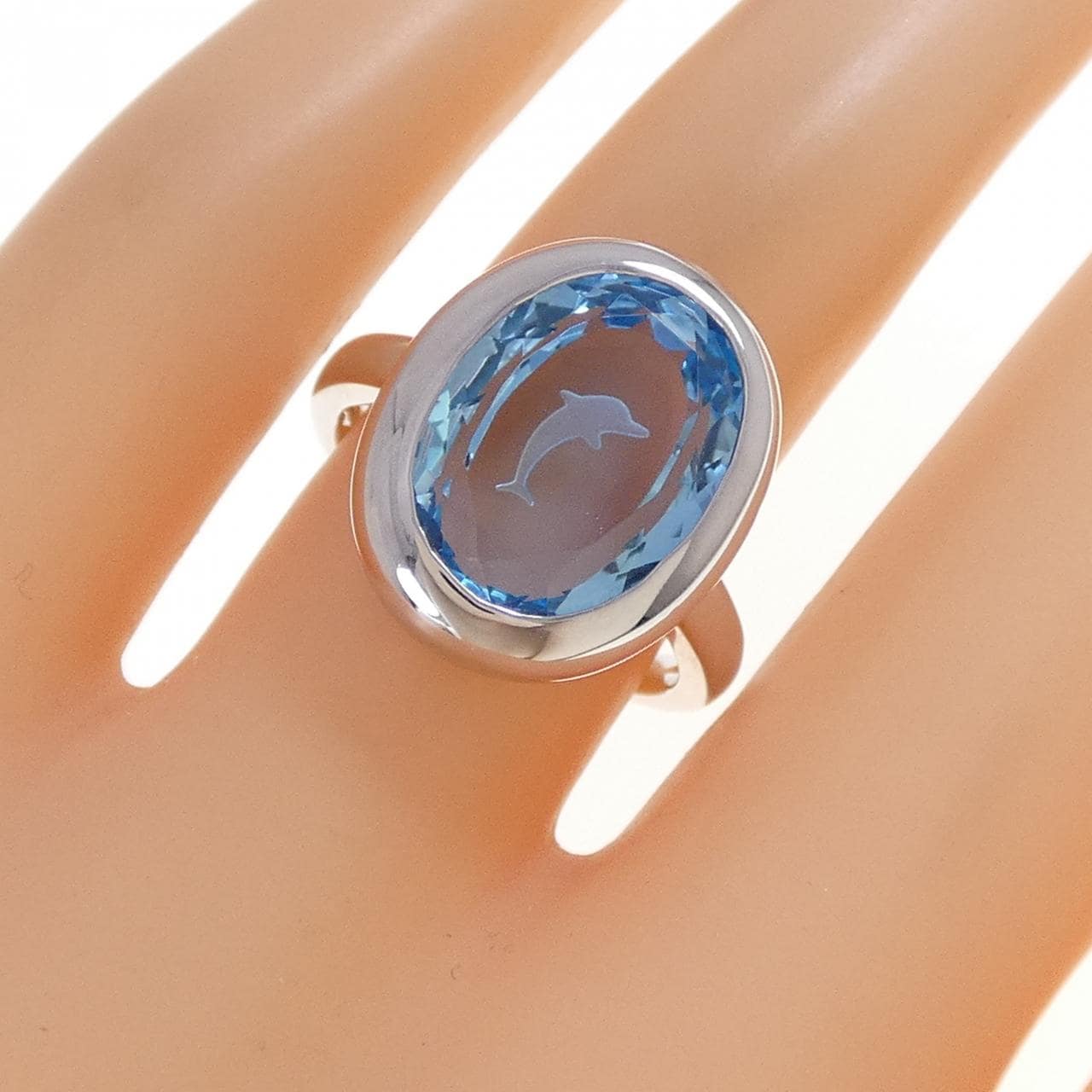 K18WG ドルフィン ブルートパーズ リング