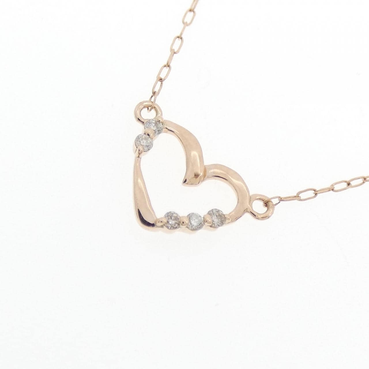 K10PG ハート ダイヤモンド ネックレス 0.03CT