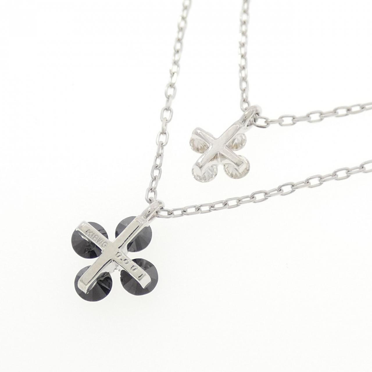 K18WG フラワー ダイヤモンド ネックレス 0.50CT