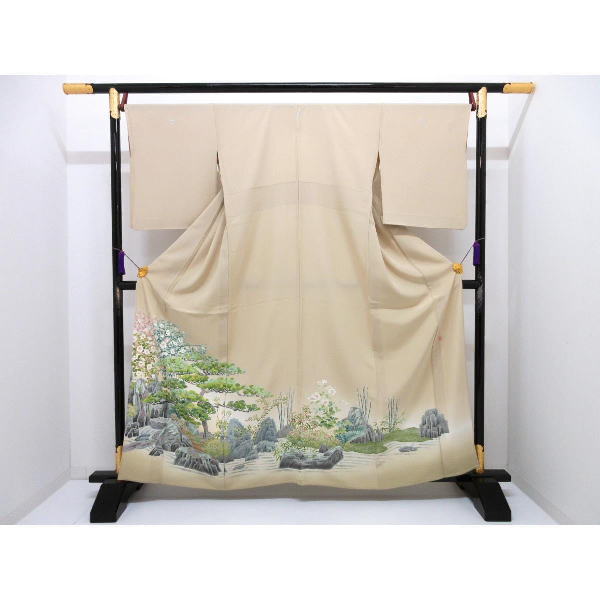 単衣　色留袖【本加賀友禅】大久保謙一　隅切角に左三ツ巴