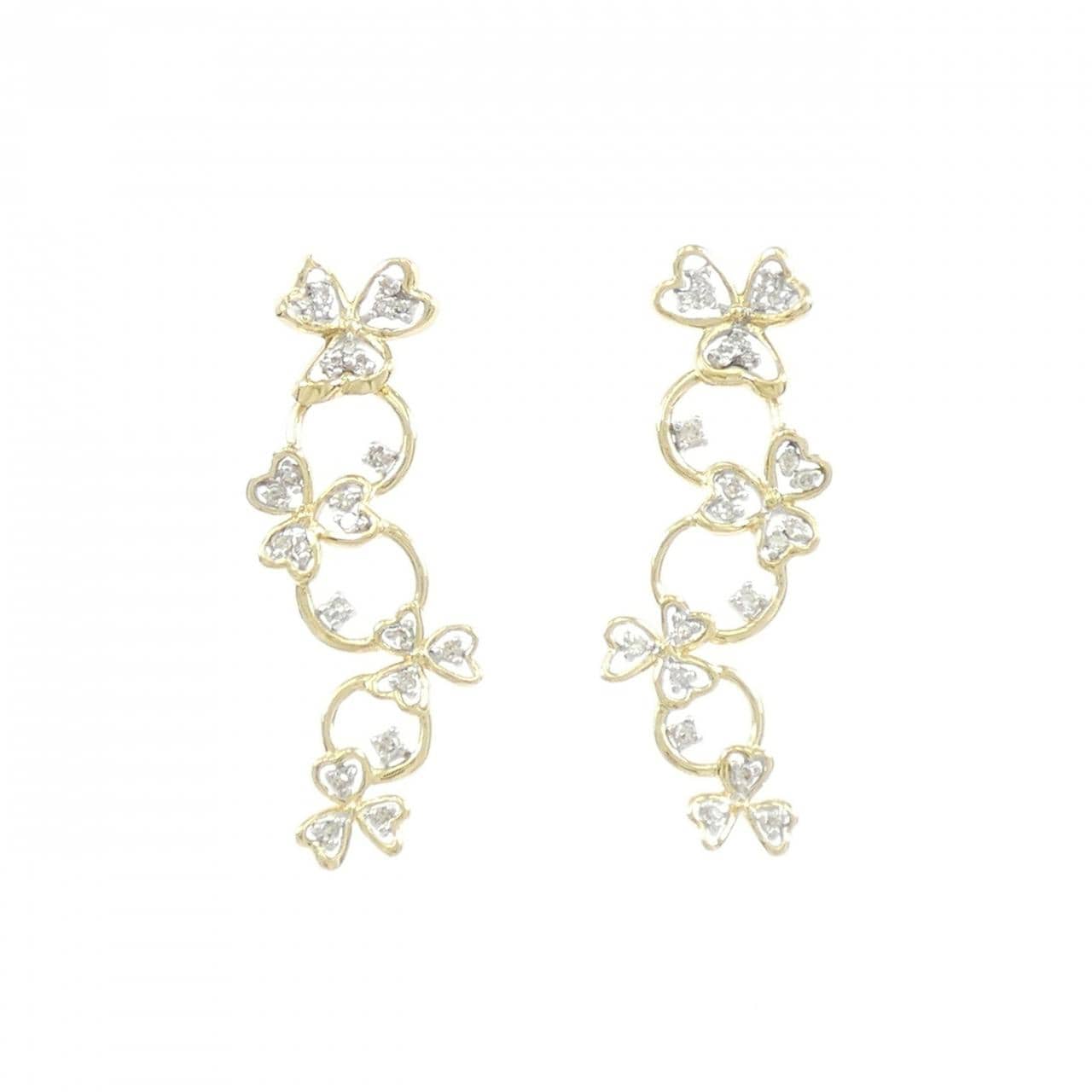K18YG/K18WG クローバー ダイヤモンド ピアス 0.250CT