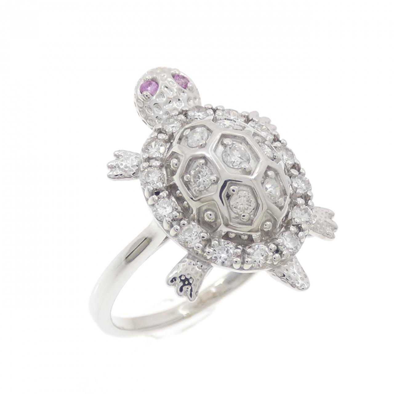 K18WG海龟蓝宝石戒指0.01CT