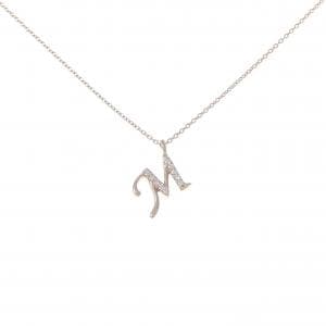 K18PG イニシャルM ダイヤモンド ネックレス 0.06CT