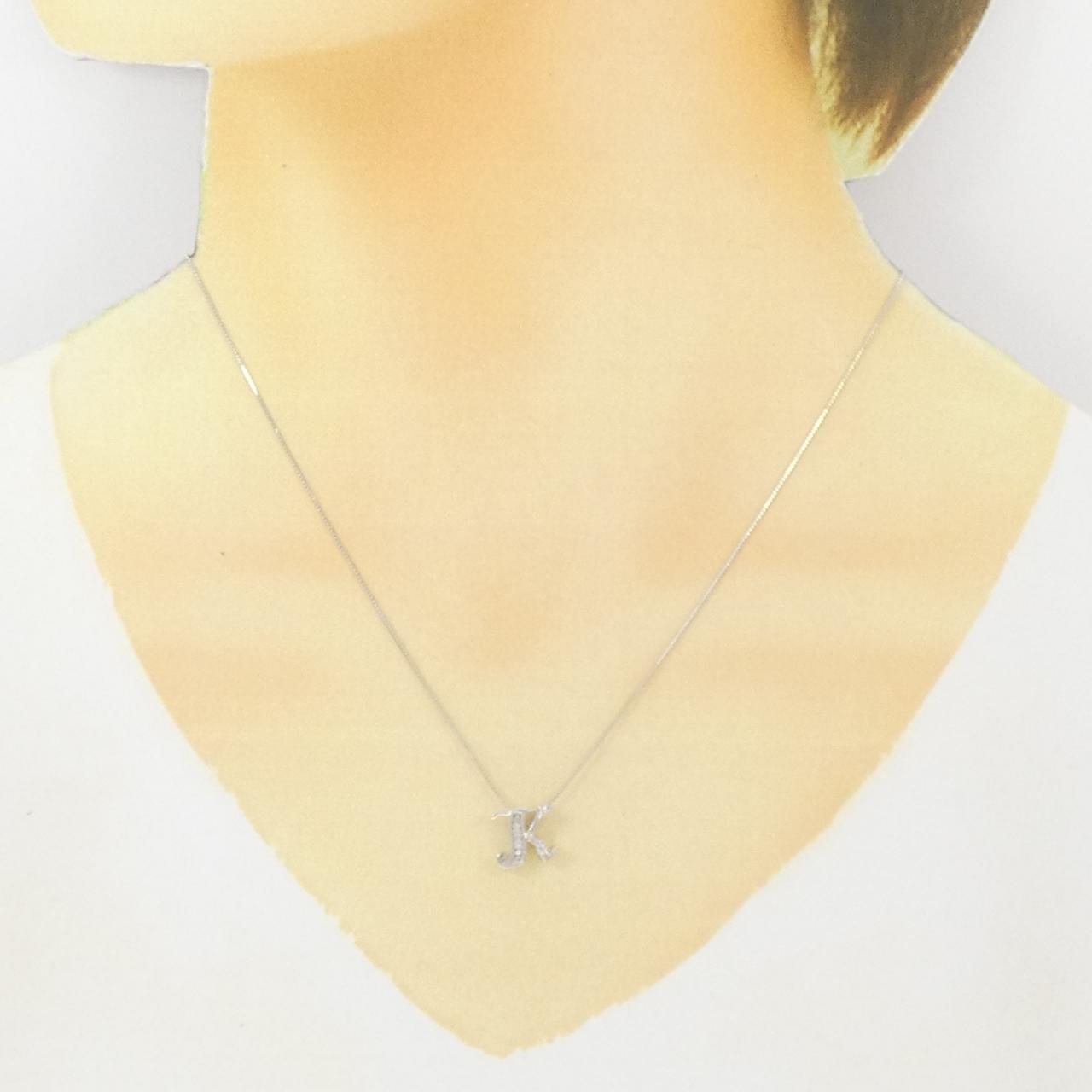 K18WG イニシャルK ダイヤモンド ネックレス 0.07CT