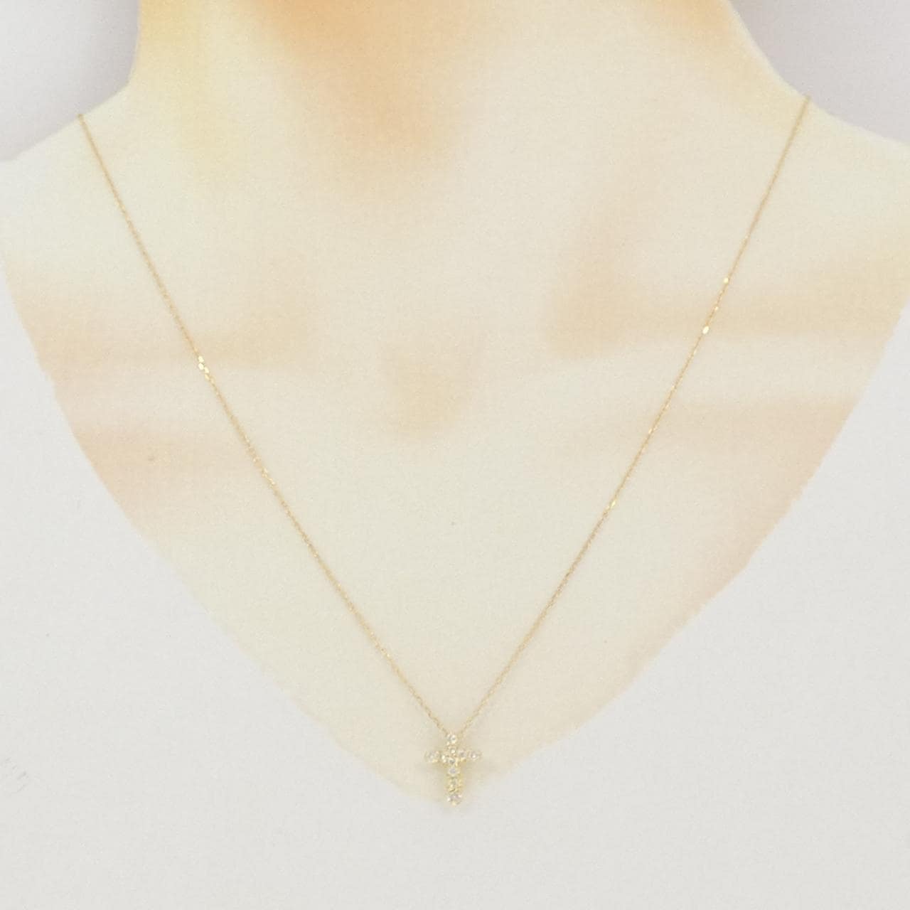 K18YG クロス ダイヤモンド ネックレス 0.20CT