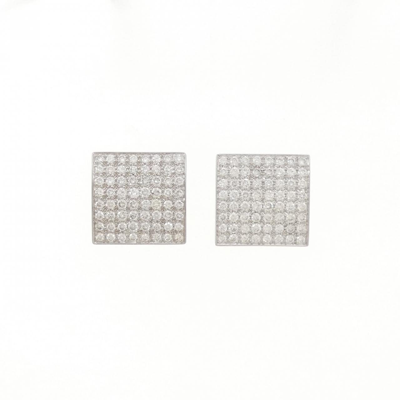 K18WG/K14WG パヴェ ダイヤモンド ピアス 2.80CT