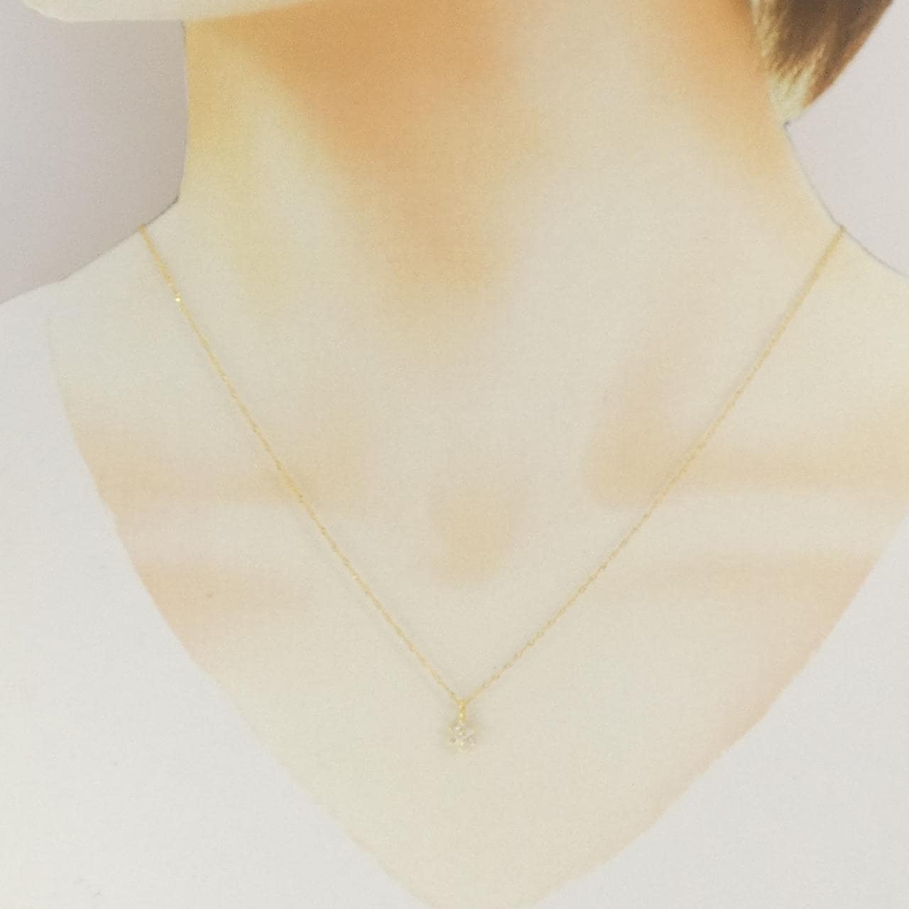 K18YG フラワー ダイヤモンド ネックレス 0.10CT