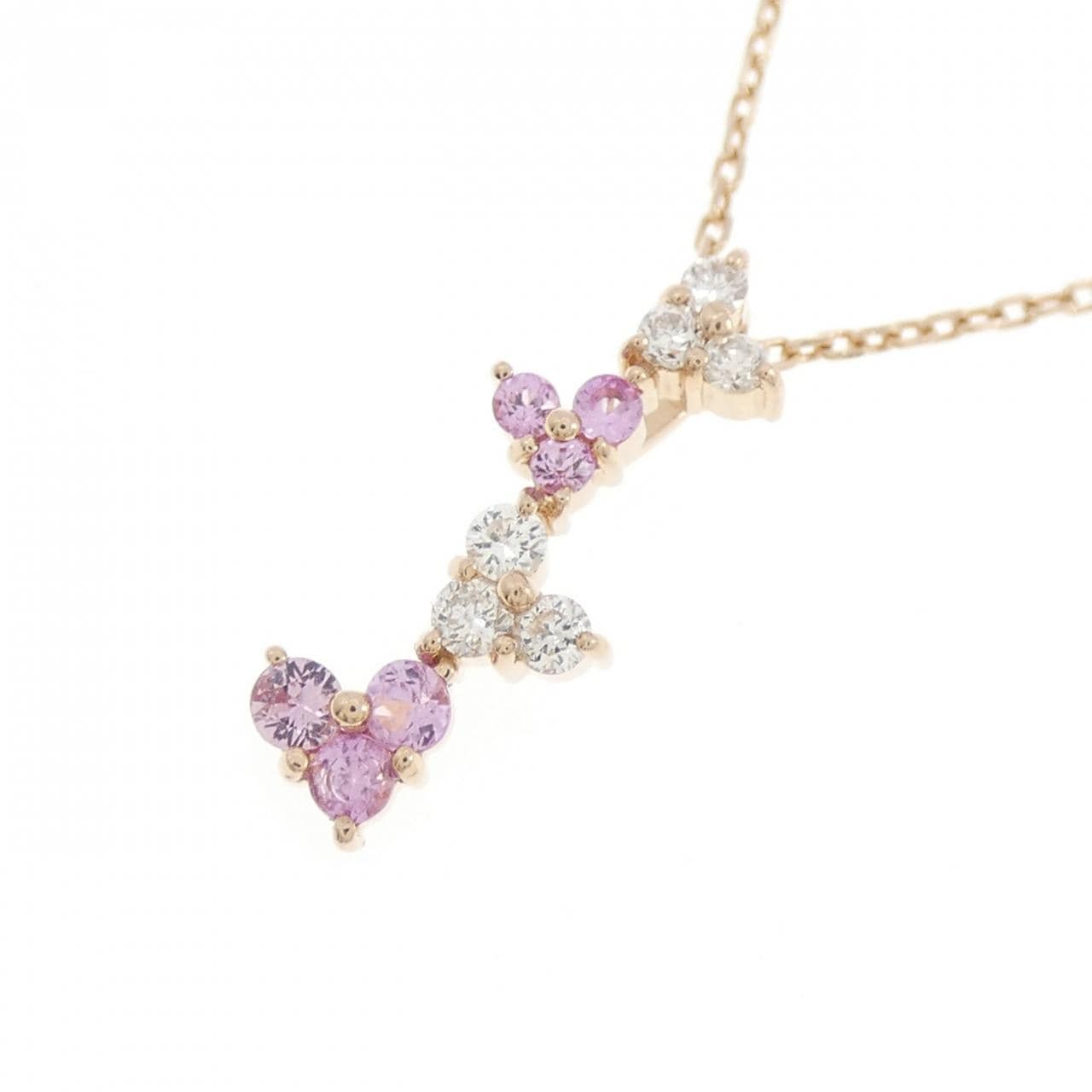 K18PG ハート サファイヤ ネックレス