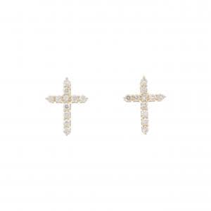 【新品】K18YG クロス ダイヤモンド ピアス 0.20CT