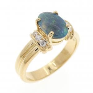 750YG ブラックオパール リング