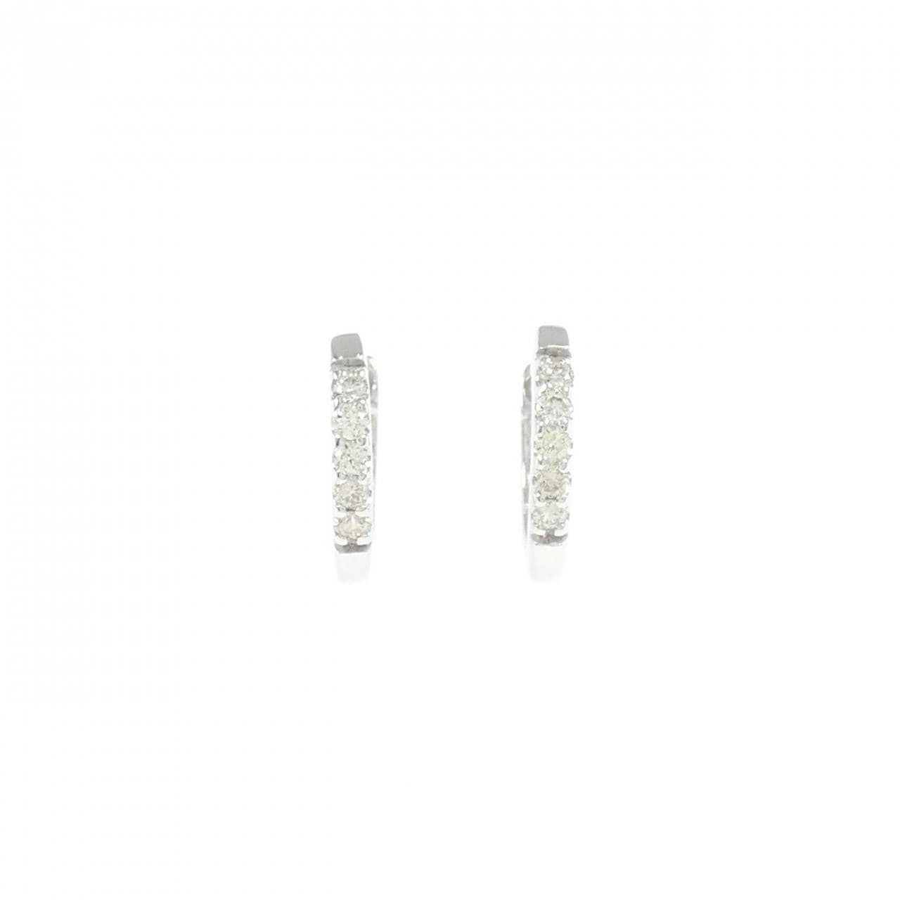 K18WG ダイヤモンド フープ ピアス 0.10CT