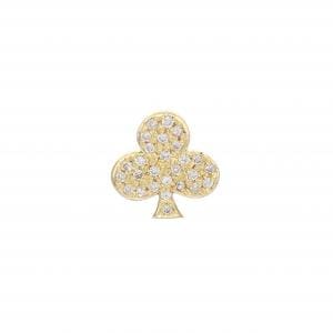 K18YG クローバー ダイヤモンド ピアス 0.14CT 片耳