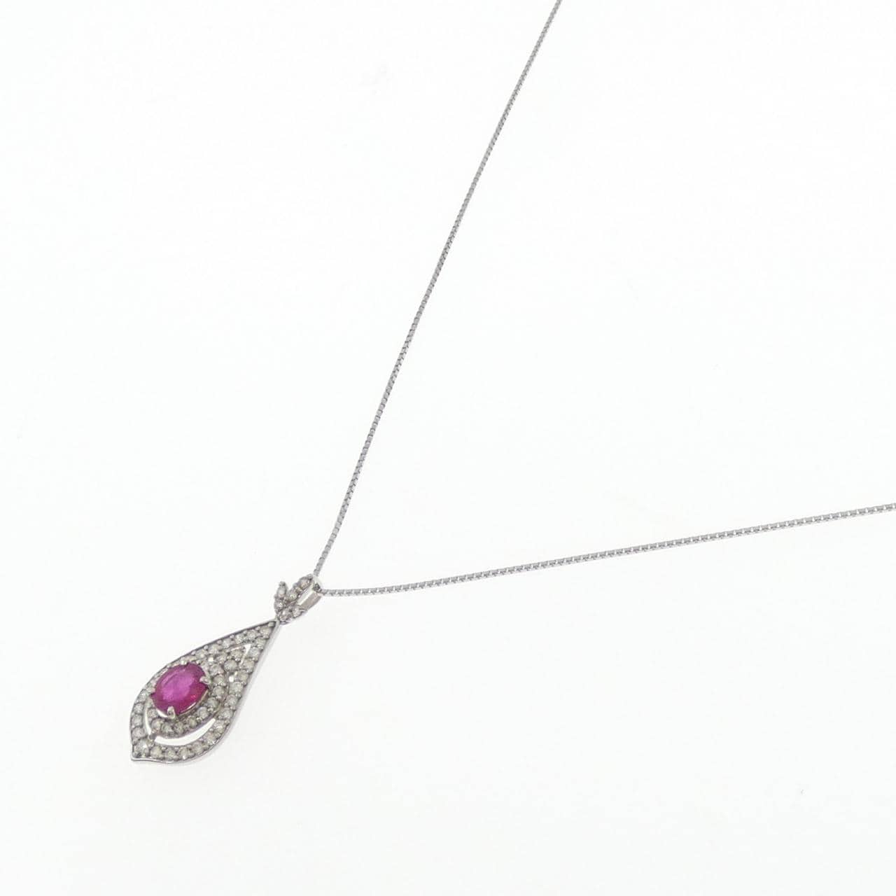 PT900/PT850 ルビー ネックレス 1.02CT