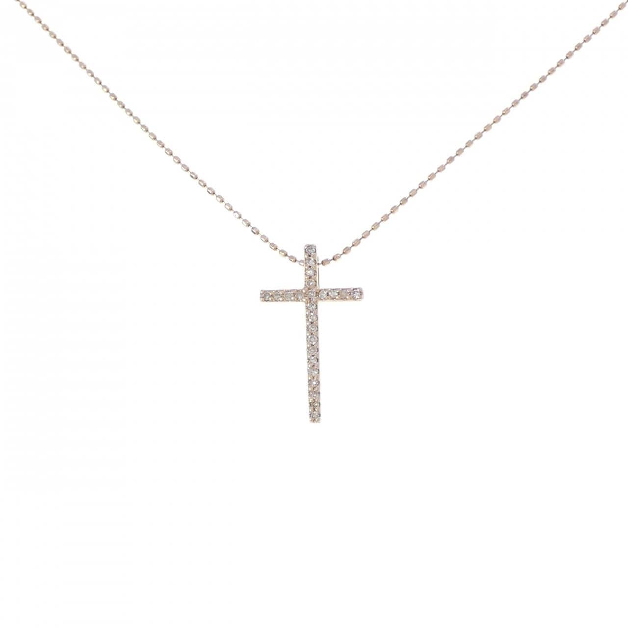 K10PG クロス ダイヤモンド ネックレス 0.07CT