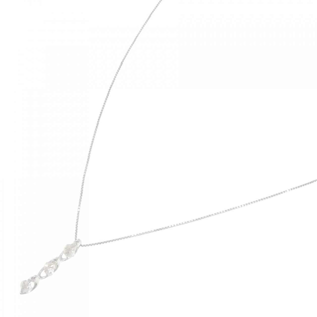 K18WG スリーストーン ダイヤモンド ネックレス 0.50CT