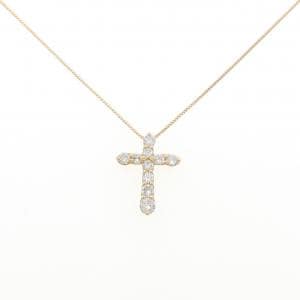 K18YG クロス ダイヤモンド ネックレス