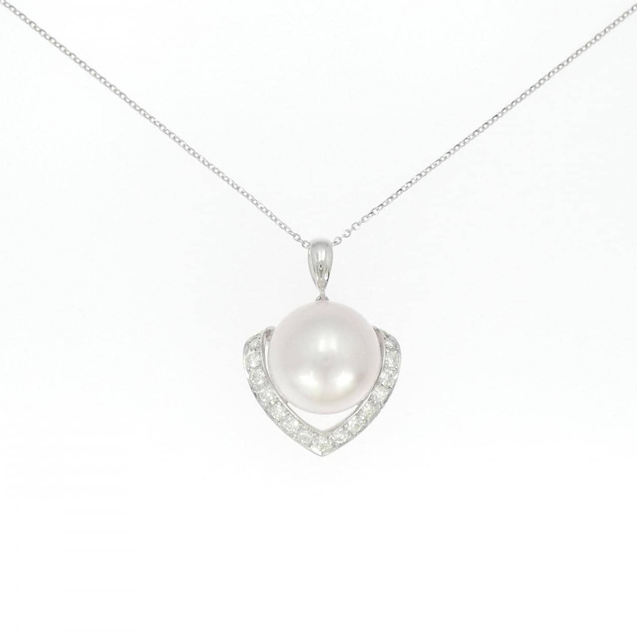 K18WG 白蝶パール ネックレス 13.4mm