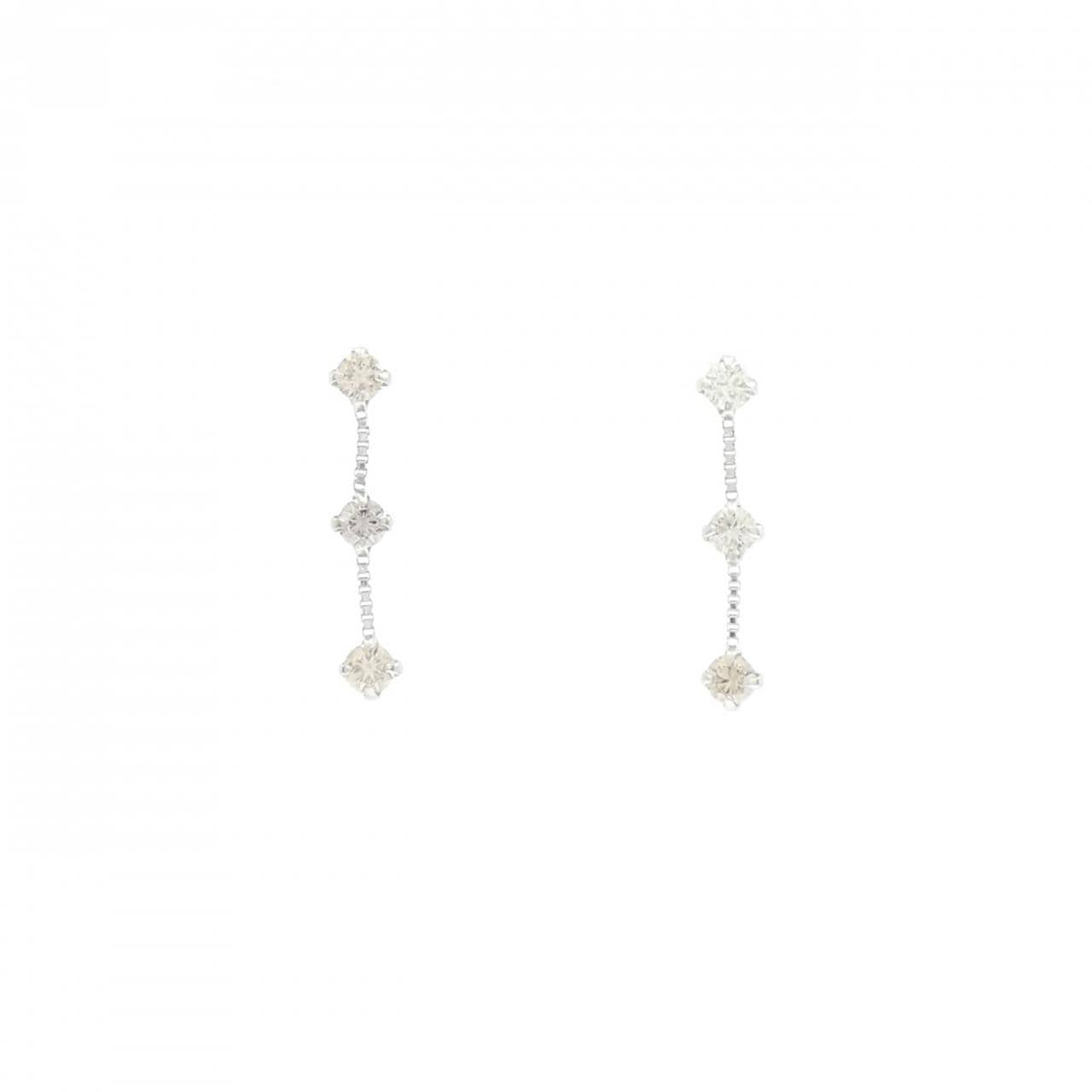 PT900 スリーストーン ダイヤモンド ピアス 0.2CT