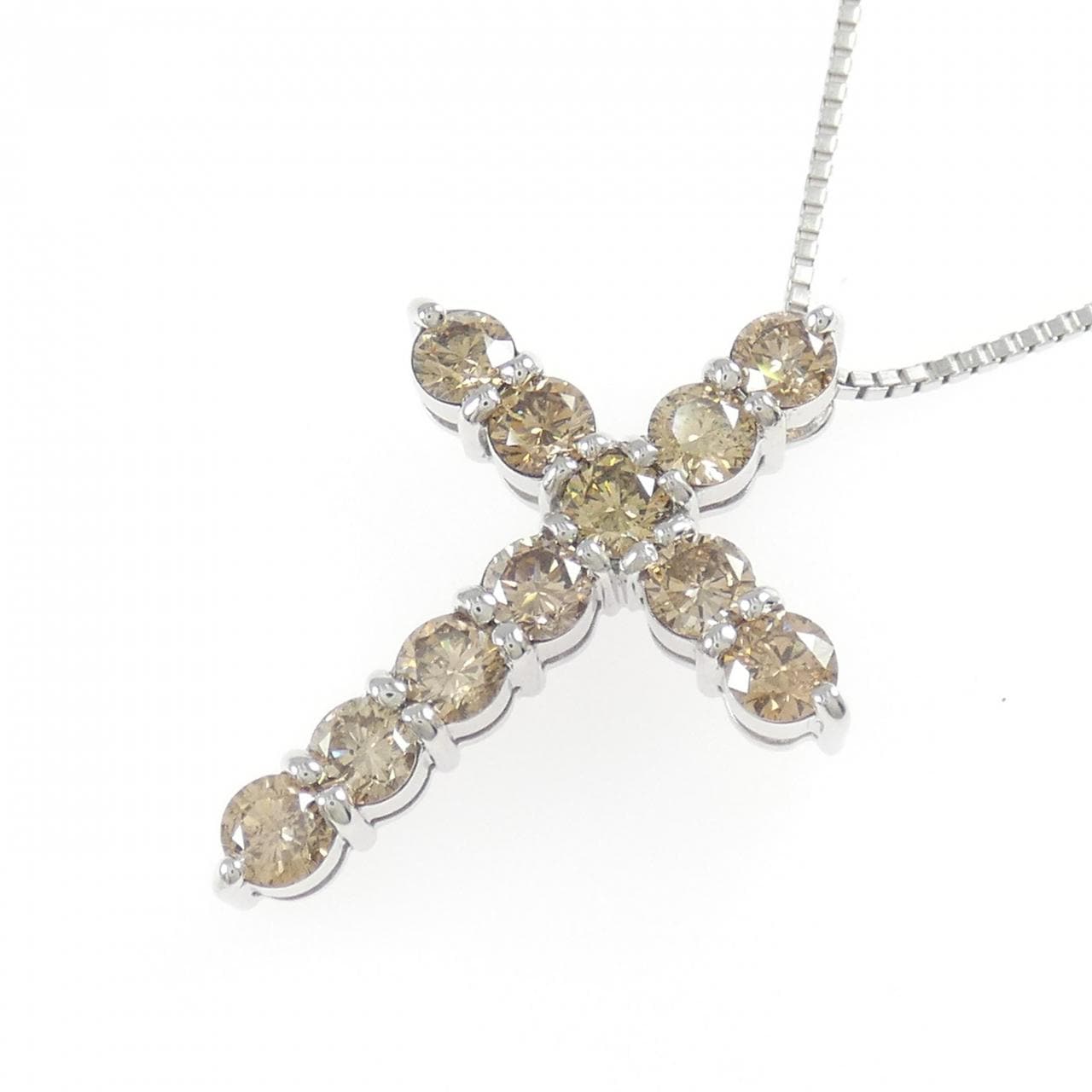 K18WG クロス ダイヤモンド ネックレス 2.00CT