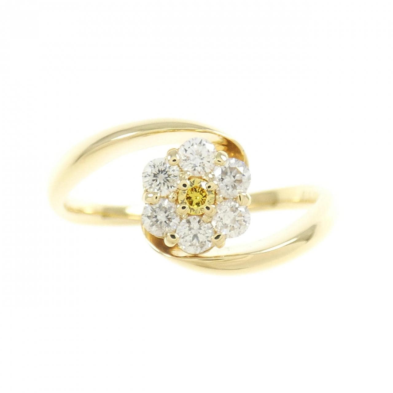 K18YG フラワー ダイヤモンド リング 0.030CT