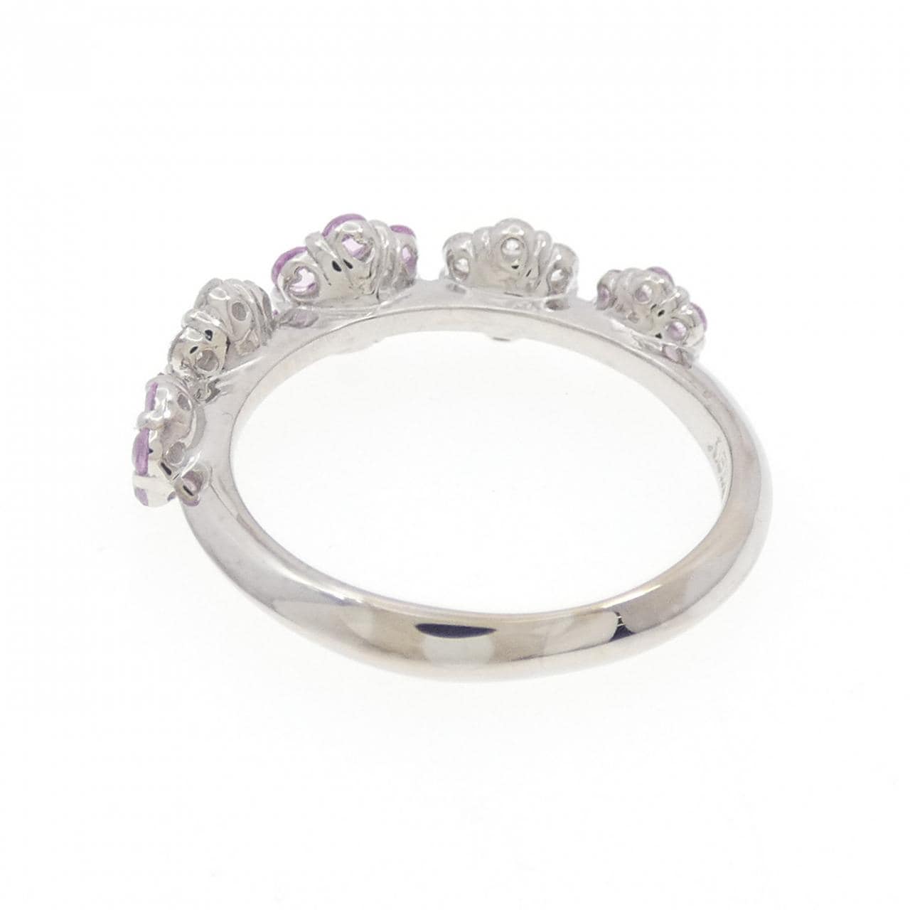K18WG フラワー サファイヤ ピンキー リング 0.30CT