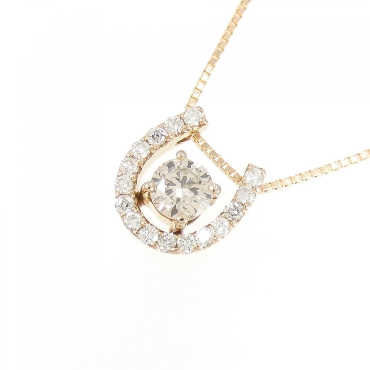 K18PG Horseshoe Diamond Necklace 0.324CT