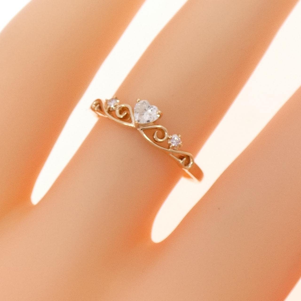 K10PG ハート ダイヤモンド リング 0.12CT