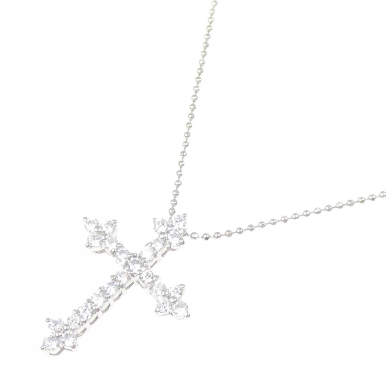 K18WG クロス キュービック ネックレス