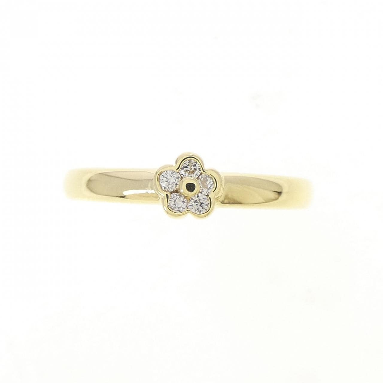 K18YG フラワー ダイヤモンド リング 0.06CT