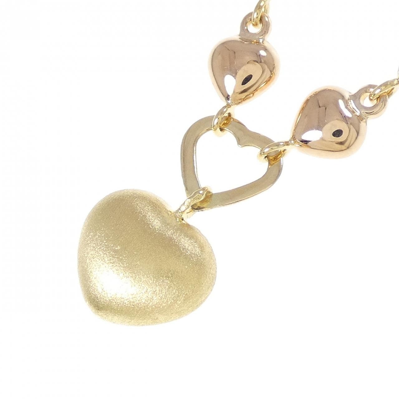 K18スリーカラー ハート ネックレス