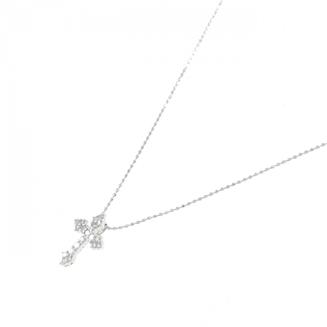 K18WG クロス ダイヤモンド ネックレス 0.30CT