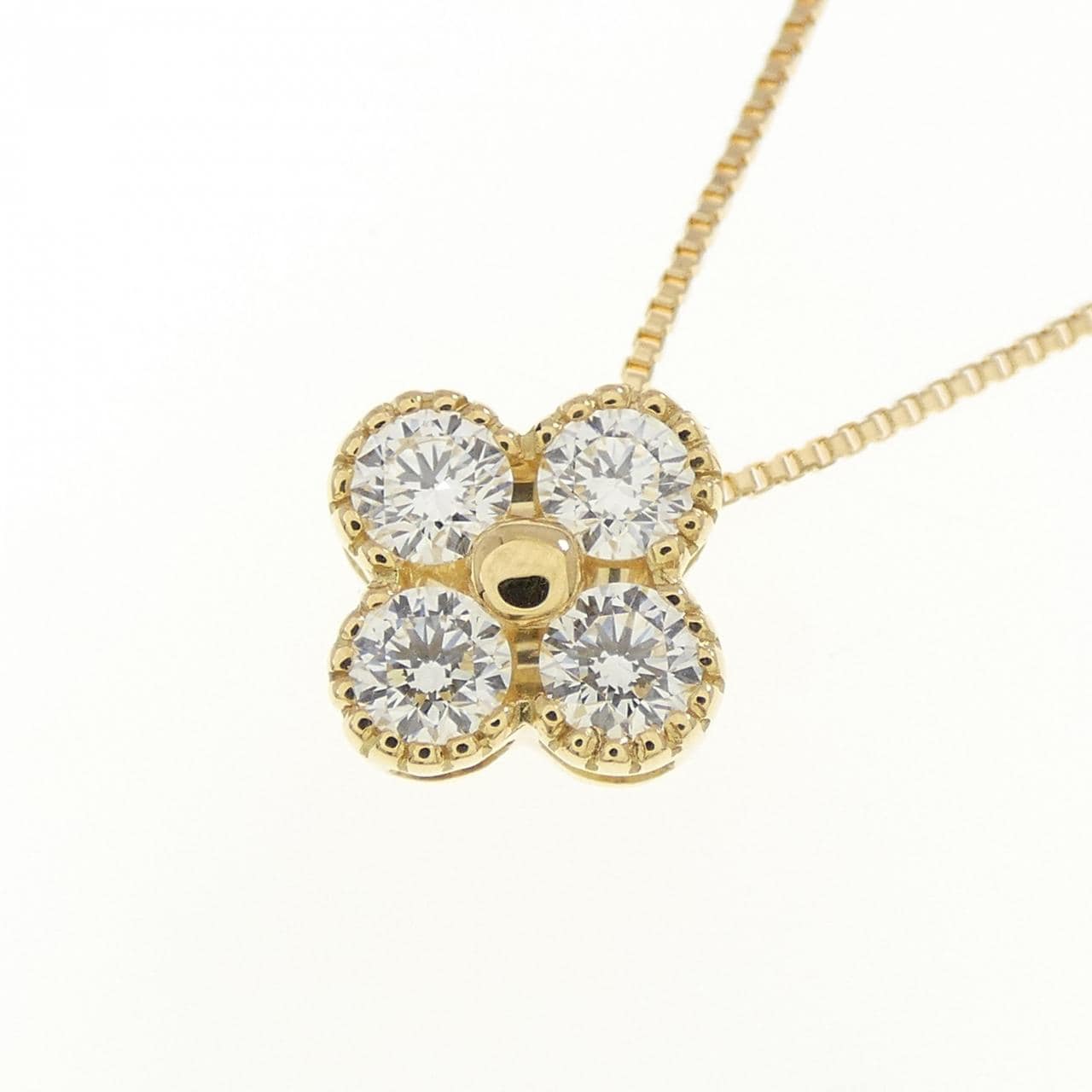 【新品】K18YG フラワー ダイヤモンド ネックレス 0.302CT