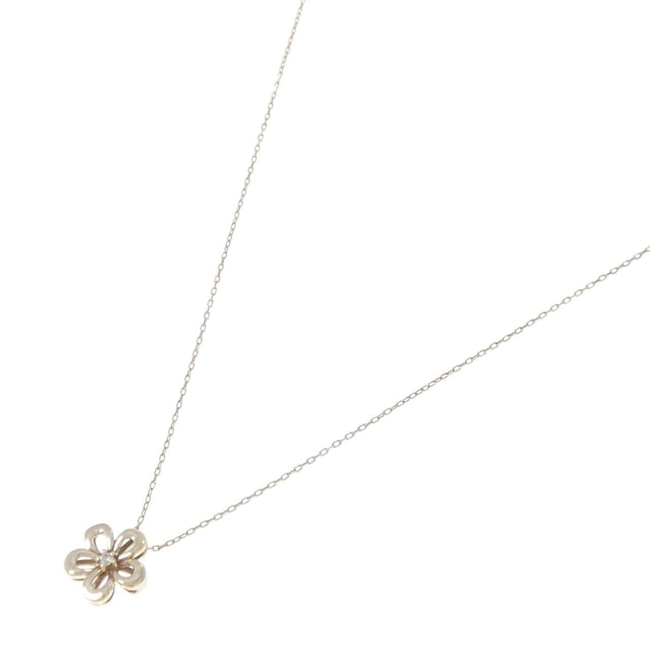 K10YG フラワー ダイヤモンド ネックレス 0.01CT