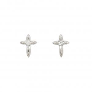 PT850 クロス ダイヤモンド ピアス 0.08CT