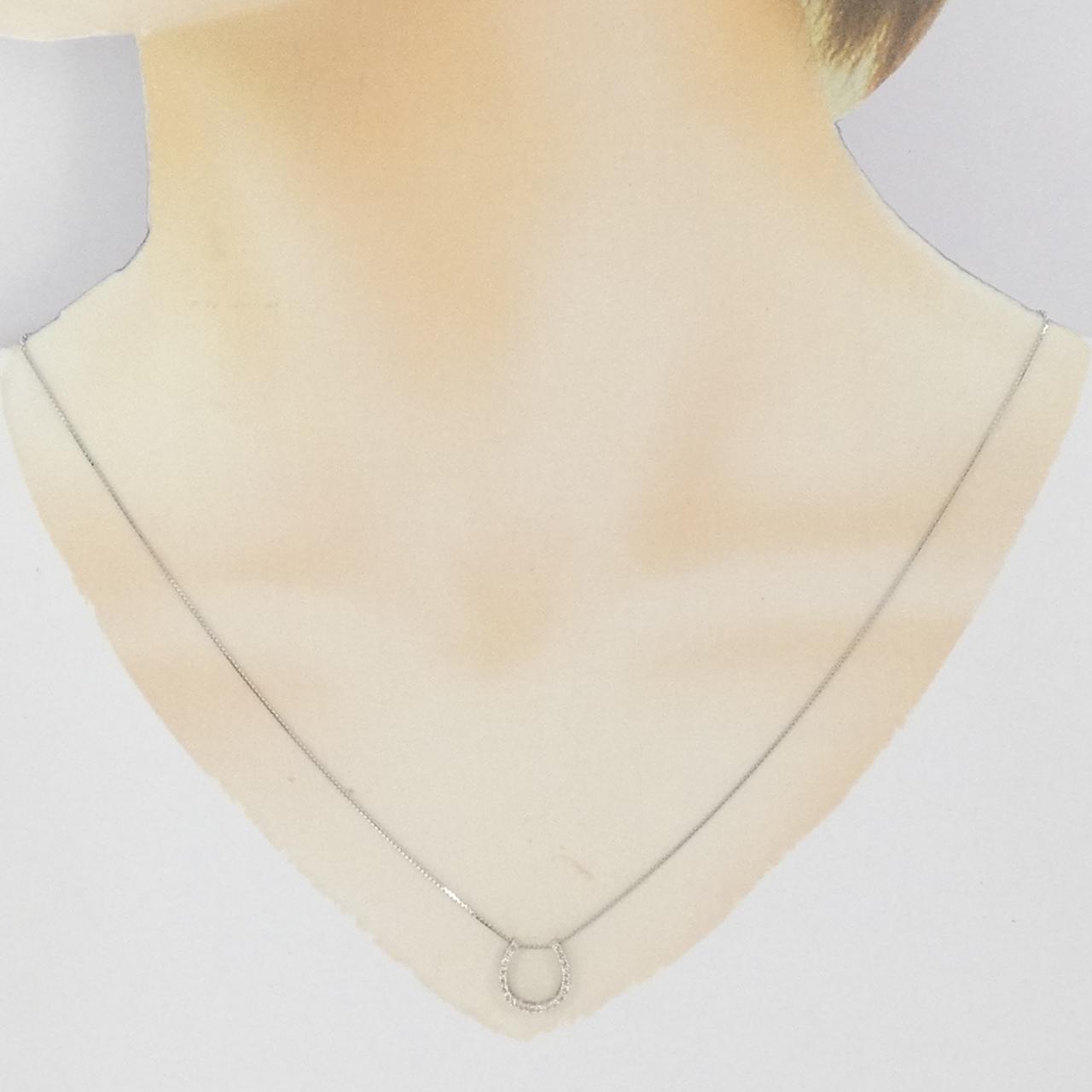 K18WG ホースシュー ダイヤモンド ネックレス 0.30CT