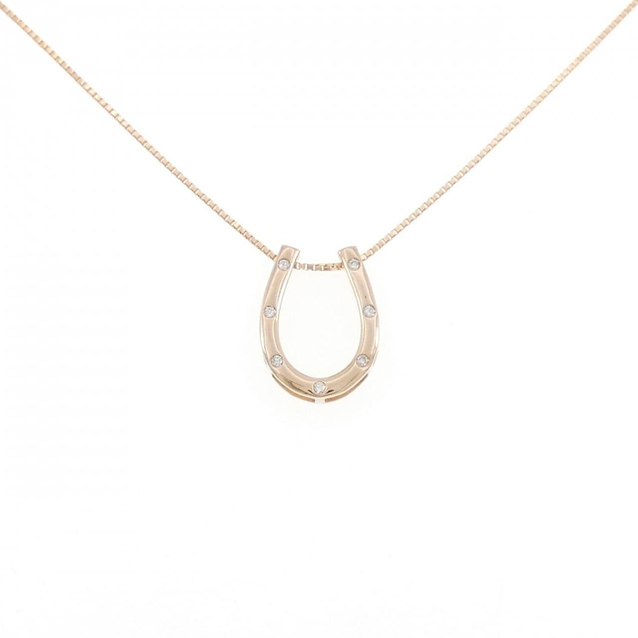 K18PG ホースシュー ダイヤモンド ネックレス 0.09CT