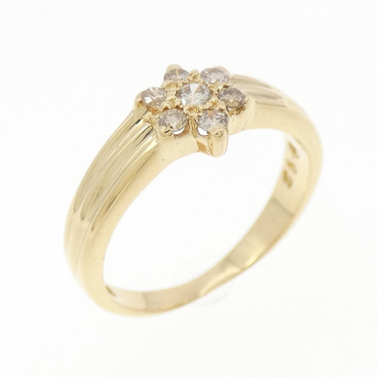 K18YG フラワー ダイヤモンド リング 0.15CT