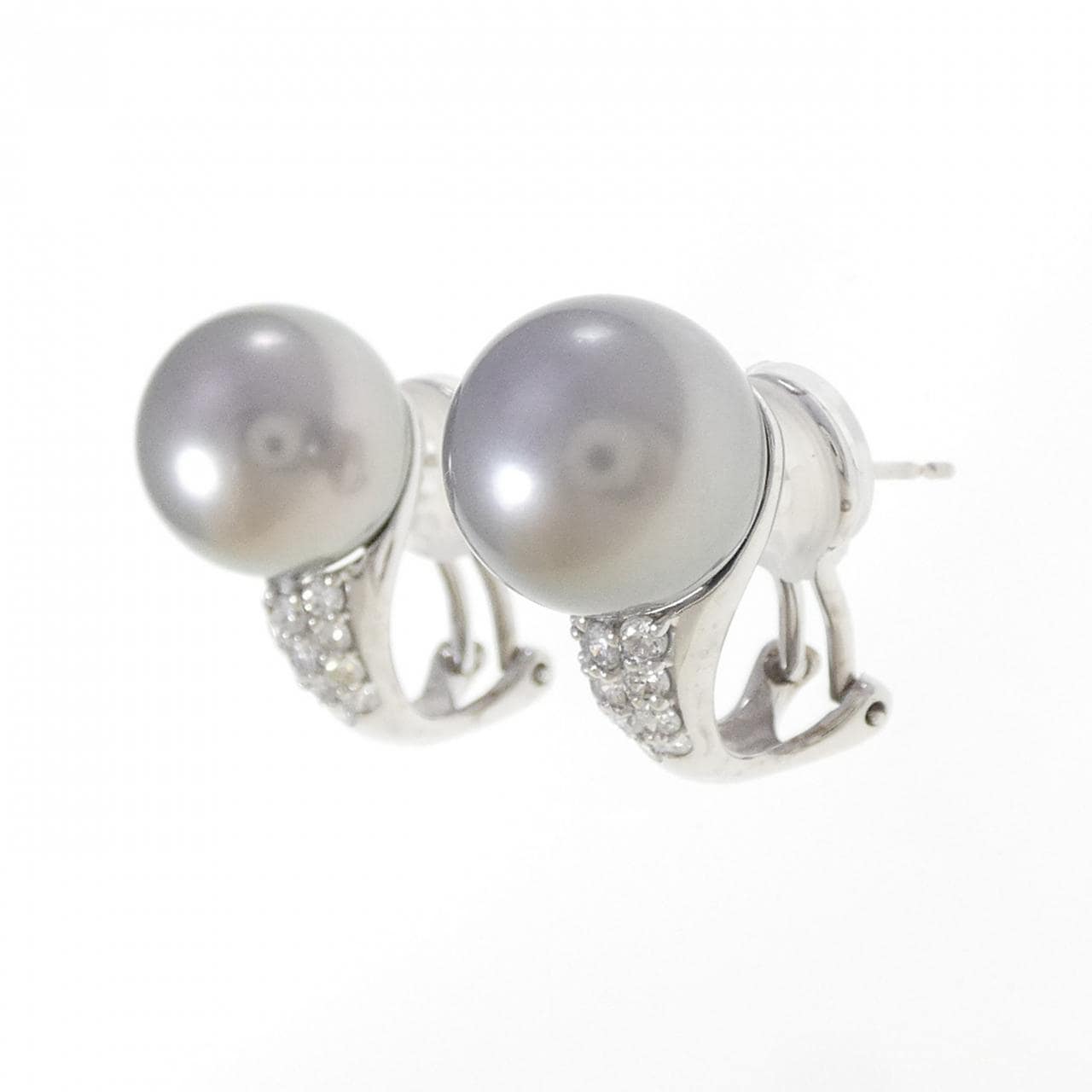 K18WG 黒蝶パール ピアス 11.5mm