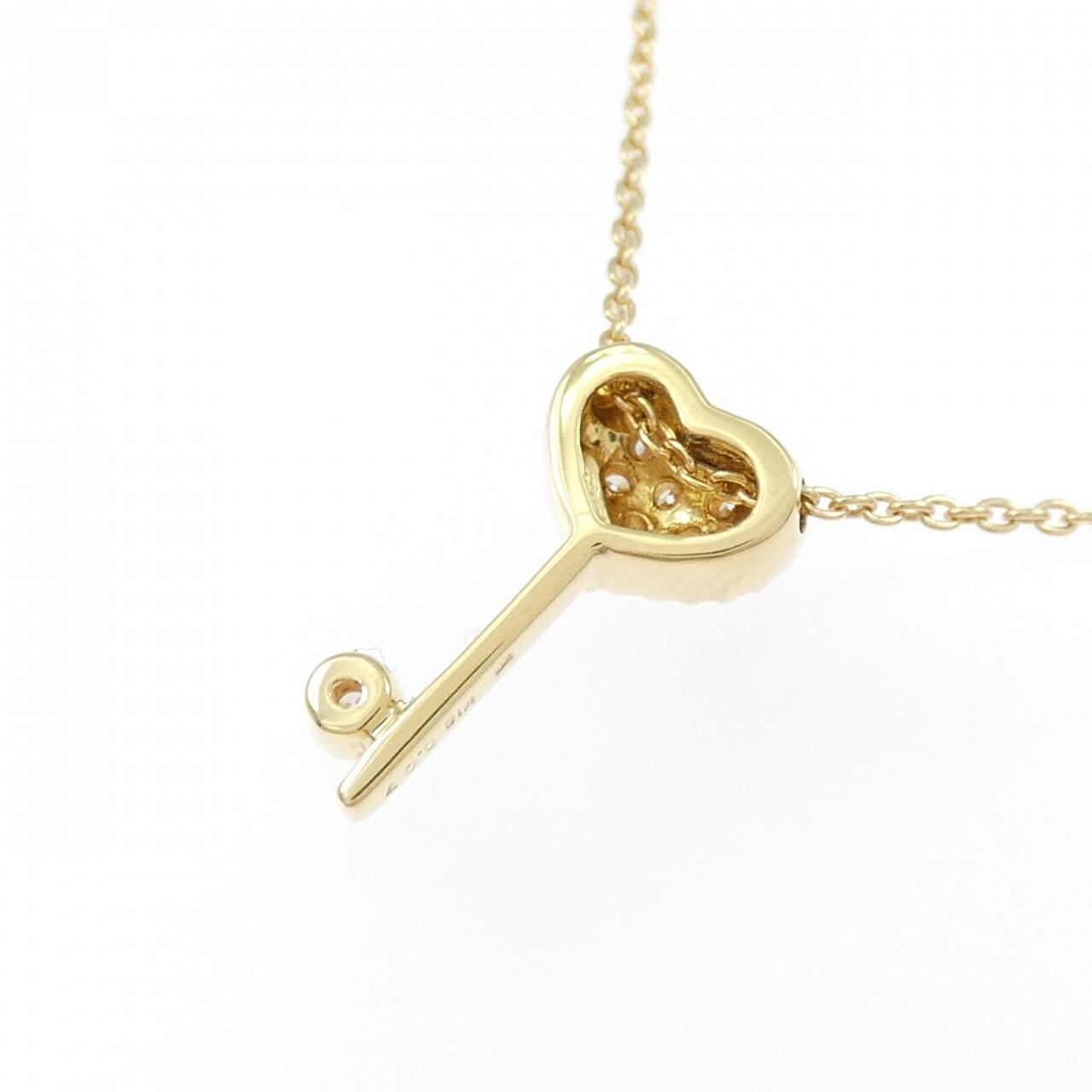K18YG ハート×キー ダイヤモンド ネックレス 0.07CT